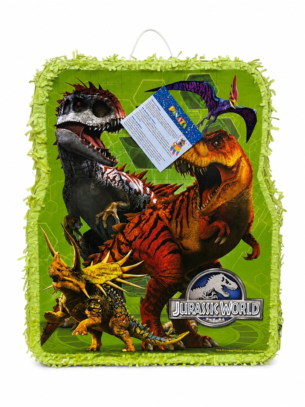 NWT Universal Studios Jurassic World Birthday Party Pinata w/ Pull String 21.5"